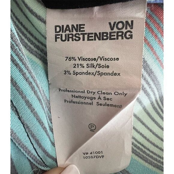 Diane von Furstenberg Women's Striped Knee Length Dress Size 2 Multicolor - Picture 9 of 9